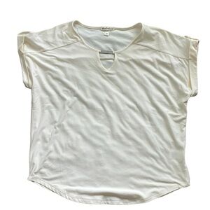 Derek Heart Cream Short Sleeve Shirt Size L